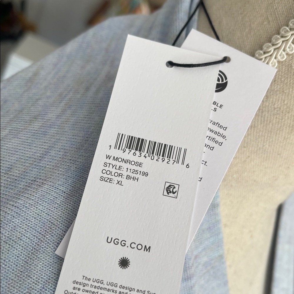 UGG W Monrose Soft & Cozy Blue/Gray Luxurious Bathrobe - Picture 3 of 5